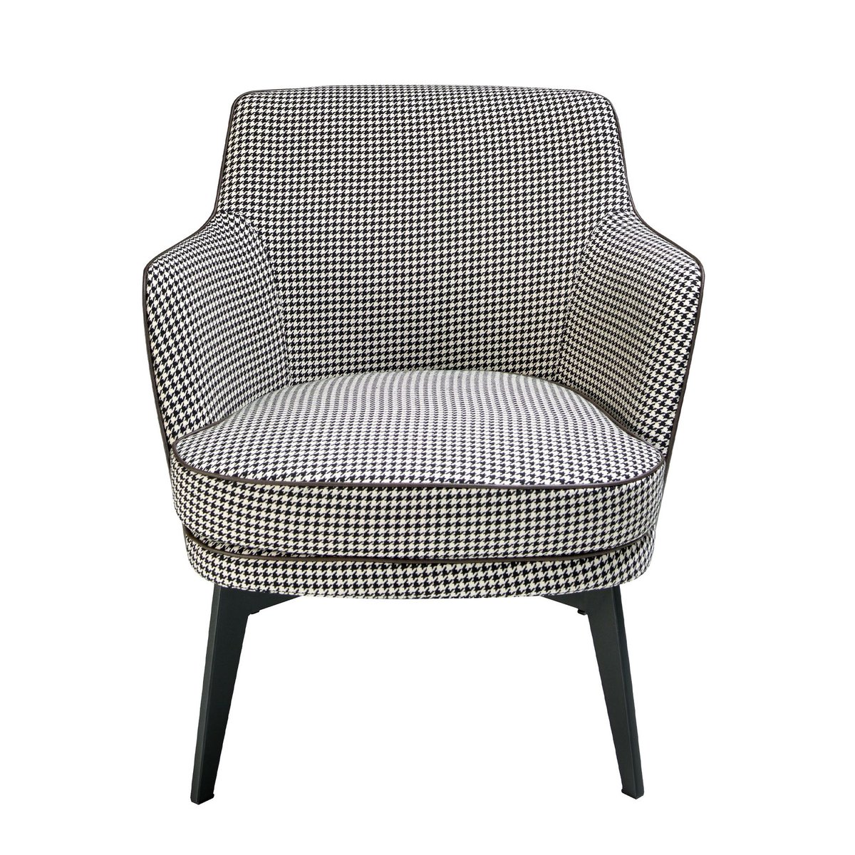 Fauteuil en similicuir brun chocolat et tissu noir et blanc blanc | noir | marron, ANGEL CERDA