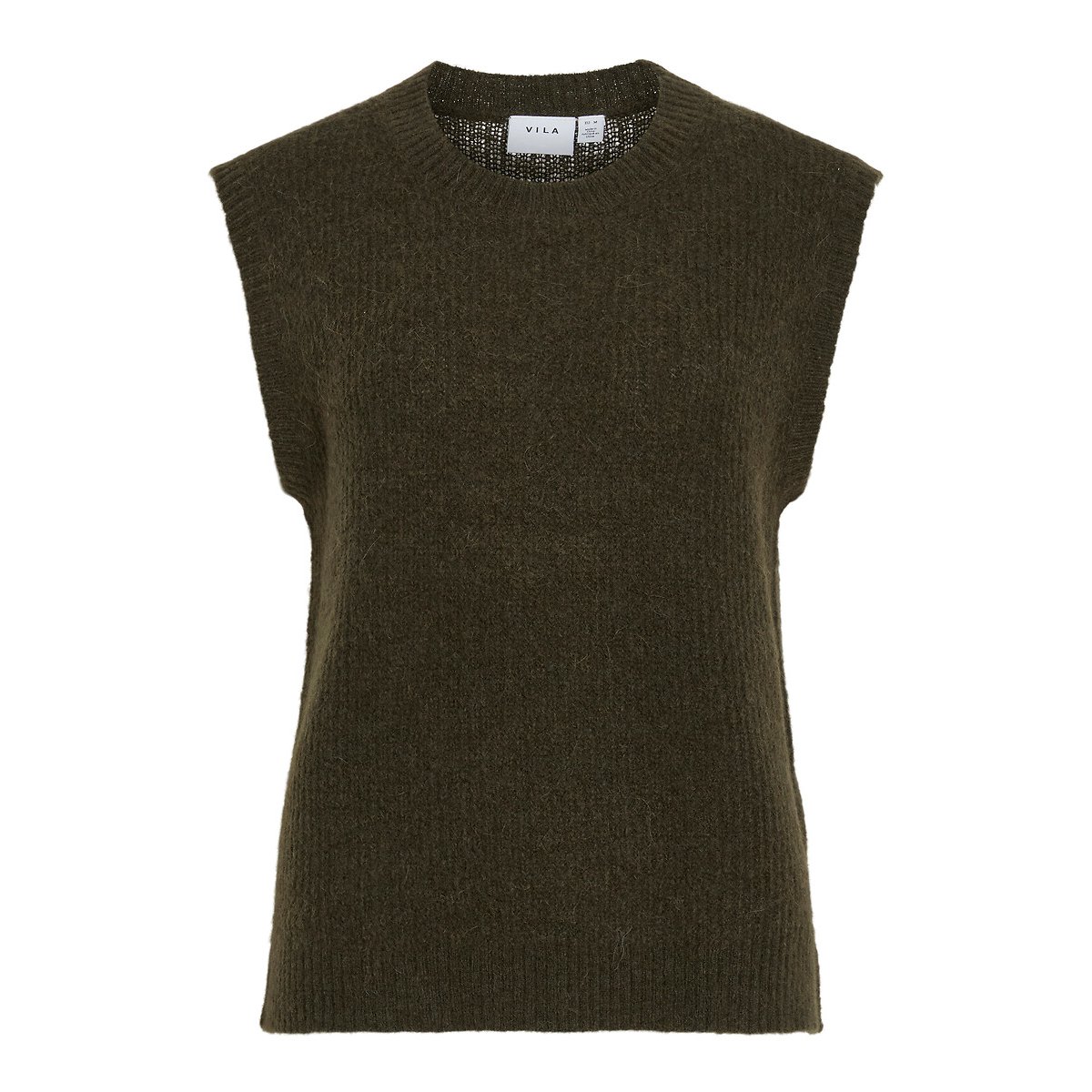 Maglione girocollo senza maniche verde kaki, VILA