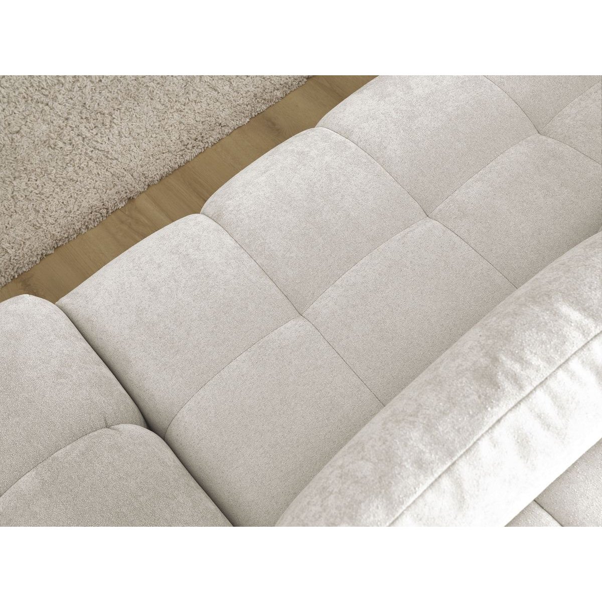 Canapé d'angle convertible 3 places en tissu texturé, EVEREST blanc, BOBOCHIC