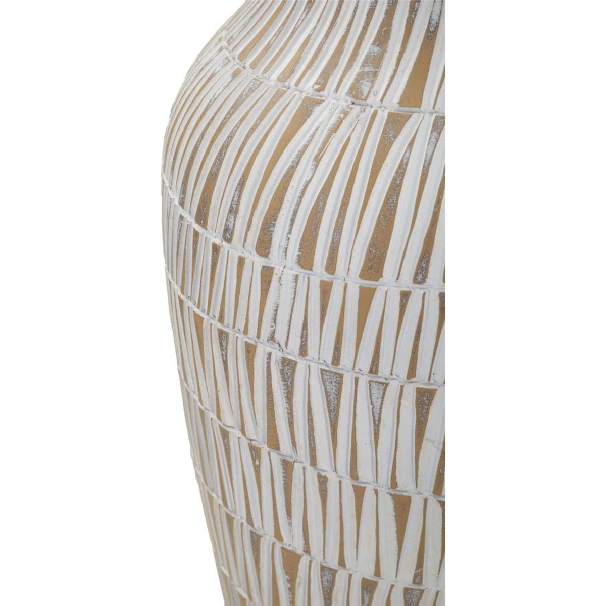 Vase motif géométrique gravé en relief MODERN doré et blanc, RECOLLECTION