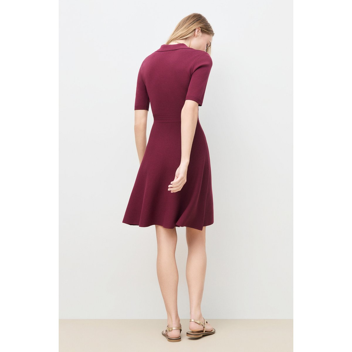 Robe courte col chemise RTEYLA bordeaux, CAROLL