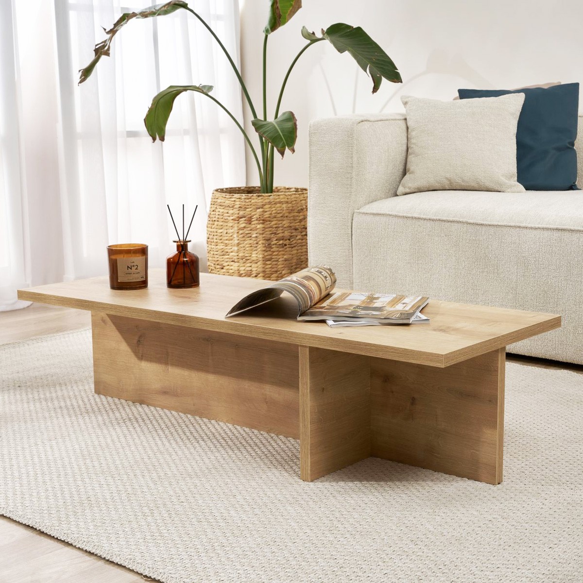 Table basse rectangulaire - ARDEN chêne clair, HOMIFAB