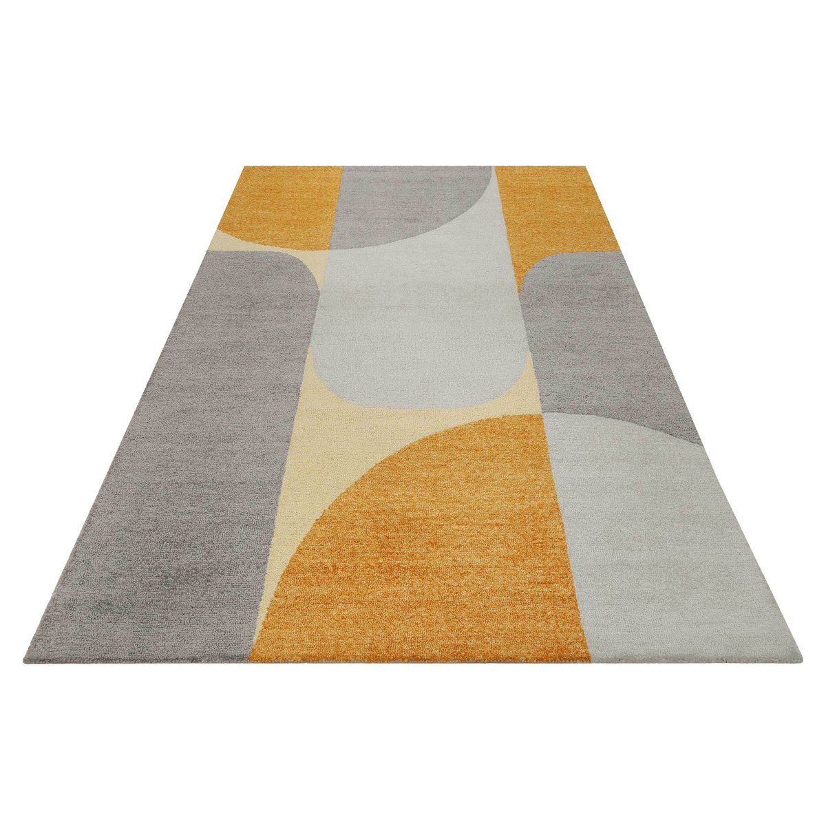 Tapis fait main motif inspiration 70's , Backup jaune, ESPRIT