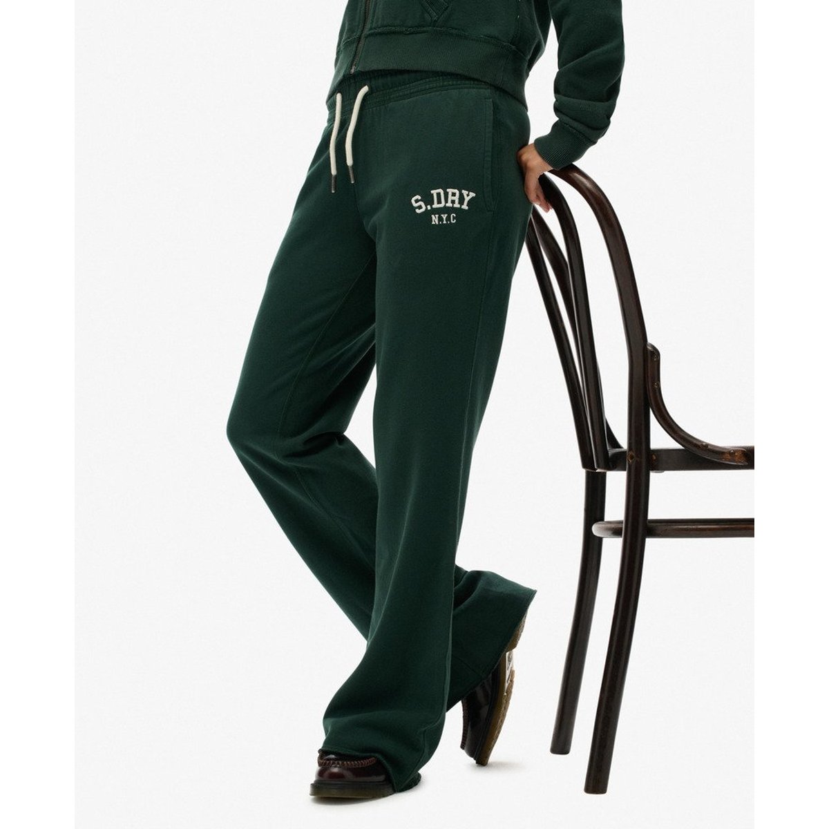 Joggers Évasés Athletic avec Logo Brodé vert émail, SUPERDRY