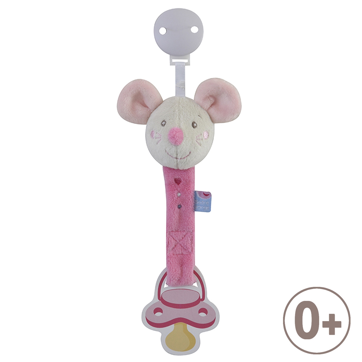 Attache tetine souris rose, SUCRE D'ORGE