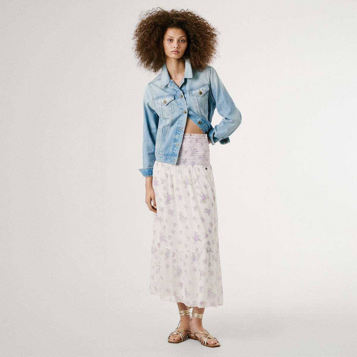 Jupe Longue À Imprimé Floral blanche mousse, PEPE JEANS