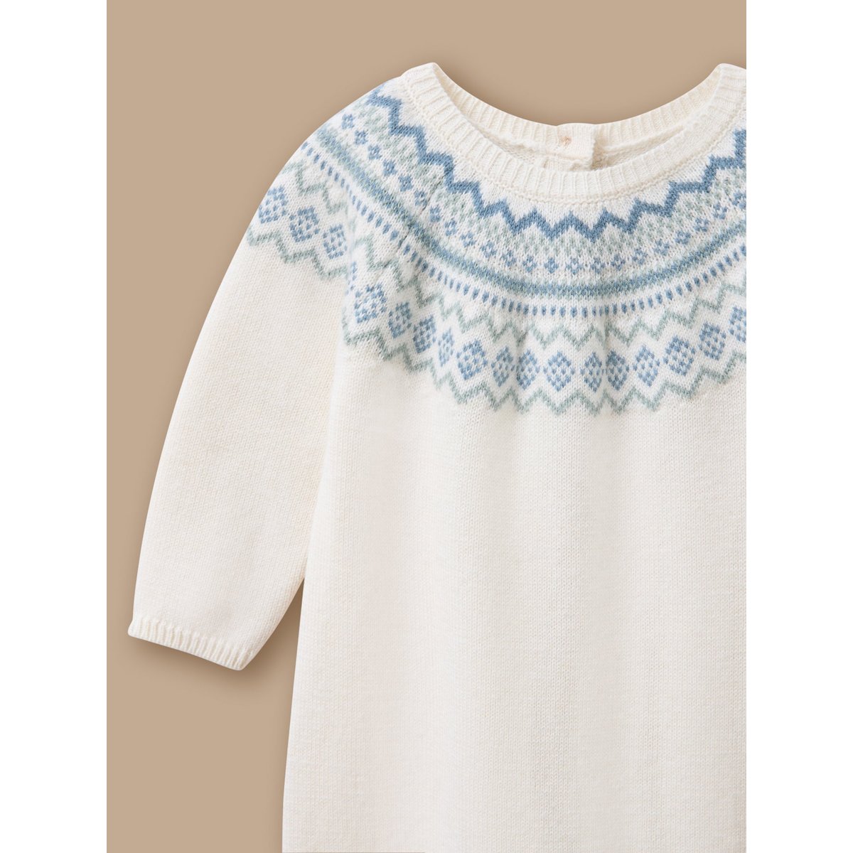 Combinaison en tricot jacquard ecru, CYRILLUS