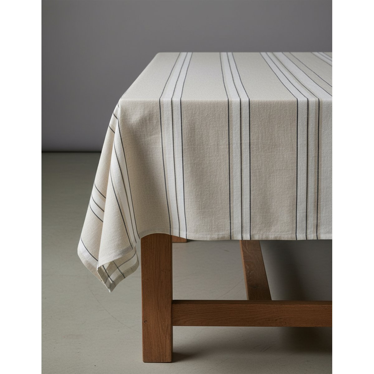 Nappe en lin PROVENCE beige noir et blanc, BAZAR BIZAR