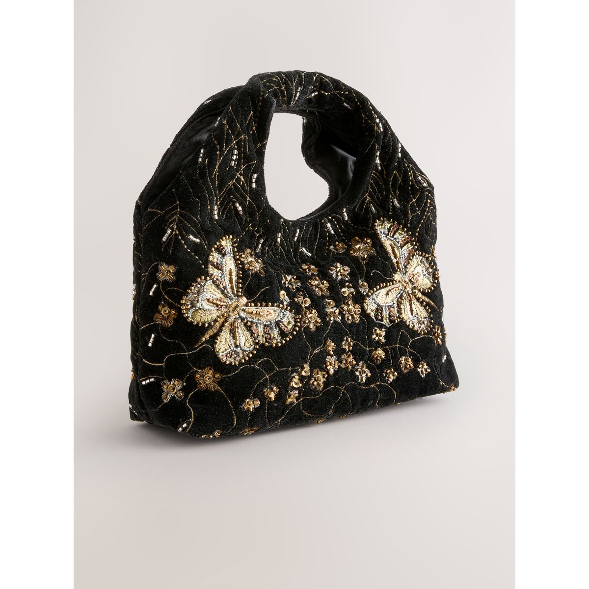 Sac en velours à papillons brodés noir, NEXT