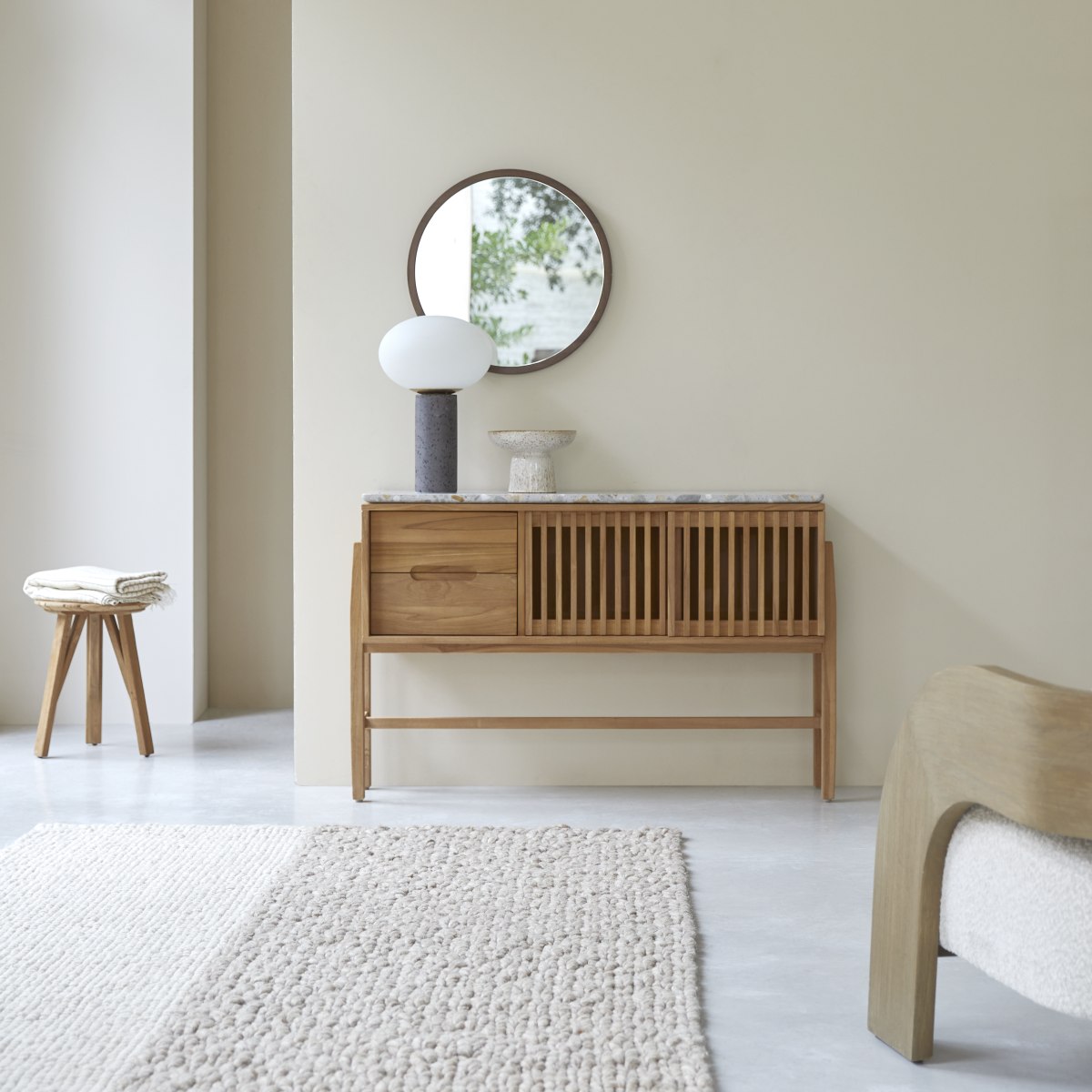 Console en Teck massif, ISAURE naturel, TIKAMOON