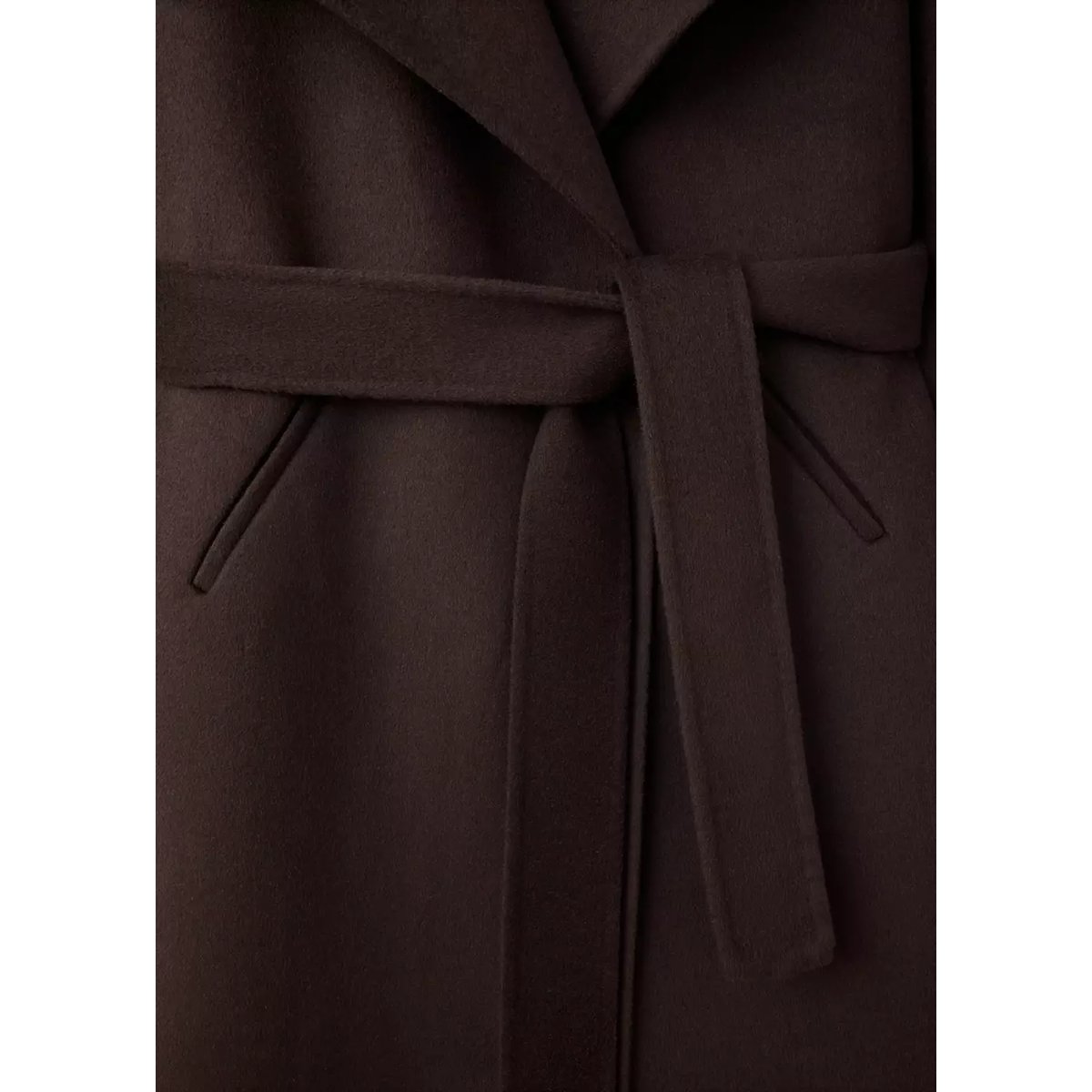 Manteau laine ceinture chocolat, MANGO