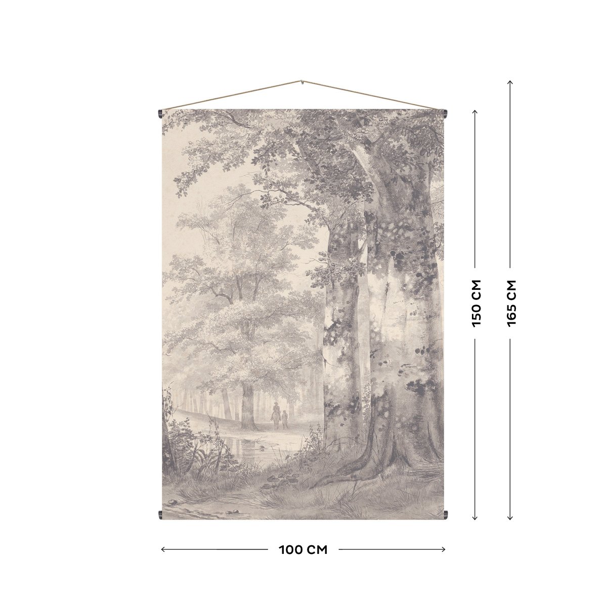 Kakemono tissu Promenade sylvestre gris, beige, ART FOR THE HOME