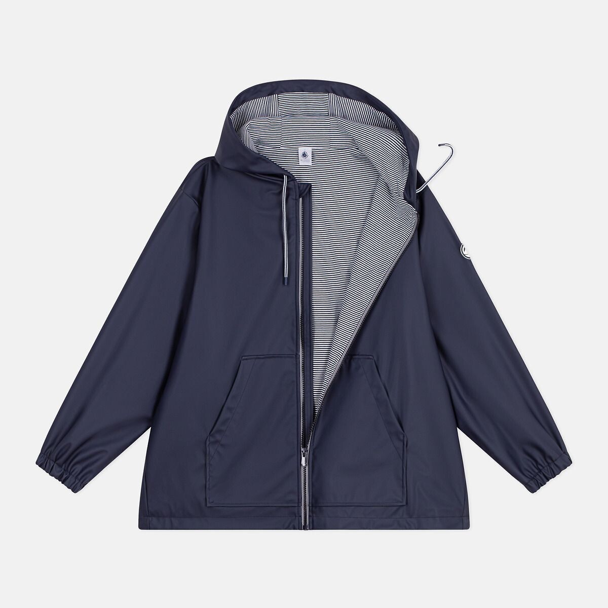 Ciré zippé court à capuche marine, PETIT BATEAU