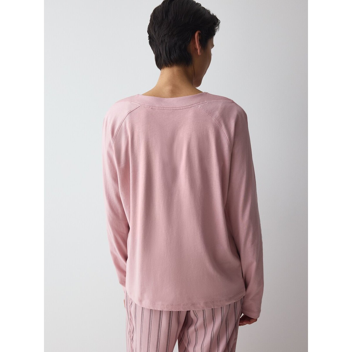 Pyjama en coton, haut manches longues vieux rose, TRIUMPH