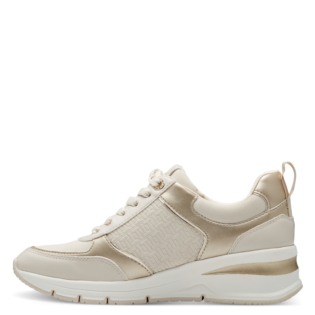 Baskets compensées et zippées beige crème combiné, TAMARIS
