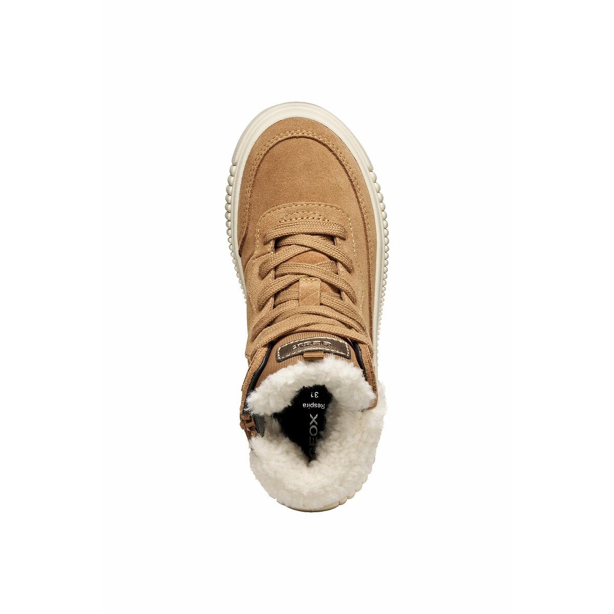 Kids Laquinny High Top Trainers with Faux Fur Lining brown, GEOX