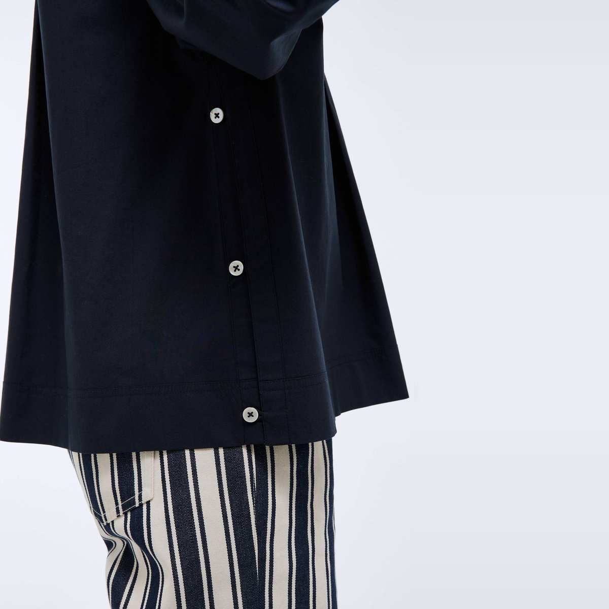 Blouse manches longues unie en coton BIO GOTS marine, MONOPRIX
