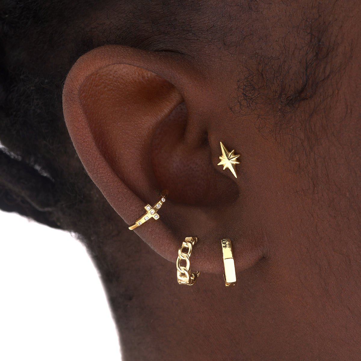 Bague d'oreille dorée jet - athena cristal blanc, CAROLINE NAJMAN