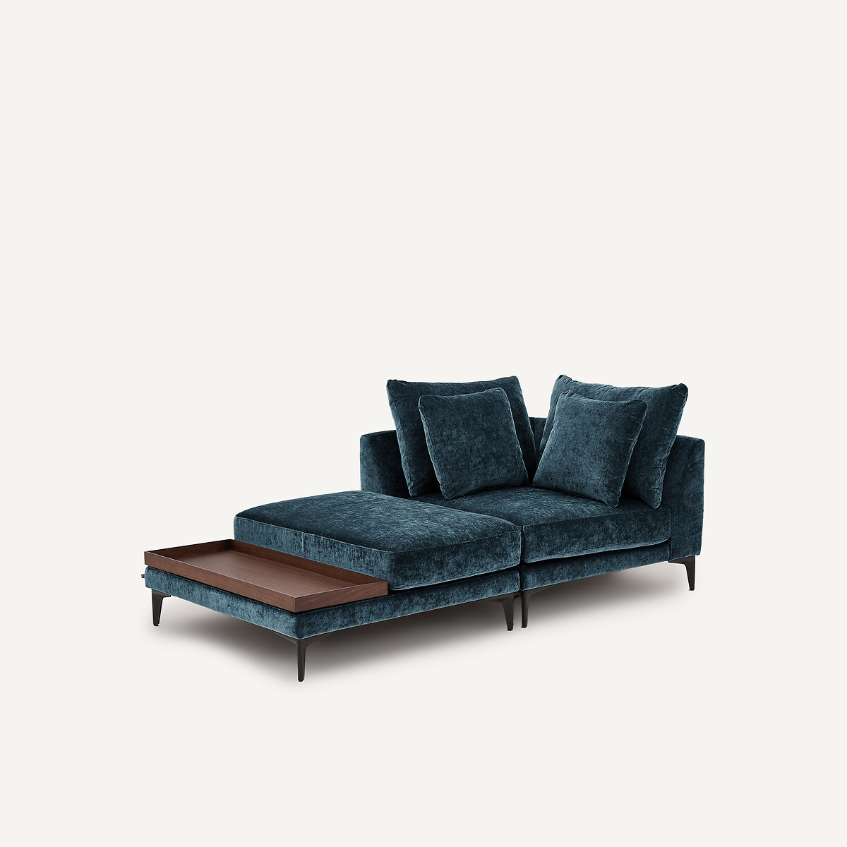 Poggiapiedi con vassoio, misto velluto, MODERNISTE, design di Emmanuel Gallina iris nero, EMMANUEL GALLINA X AM.PM