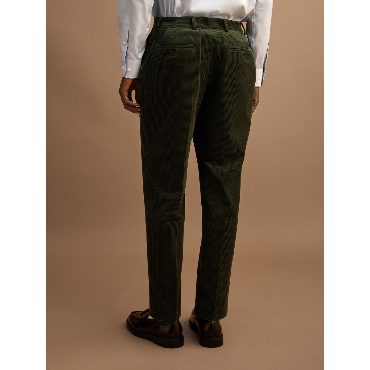 Pantalon de costume ajusté en velours côtelé vert forêt, NEXT