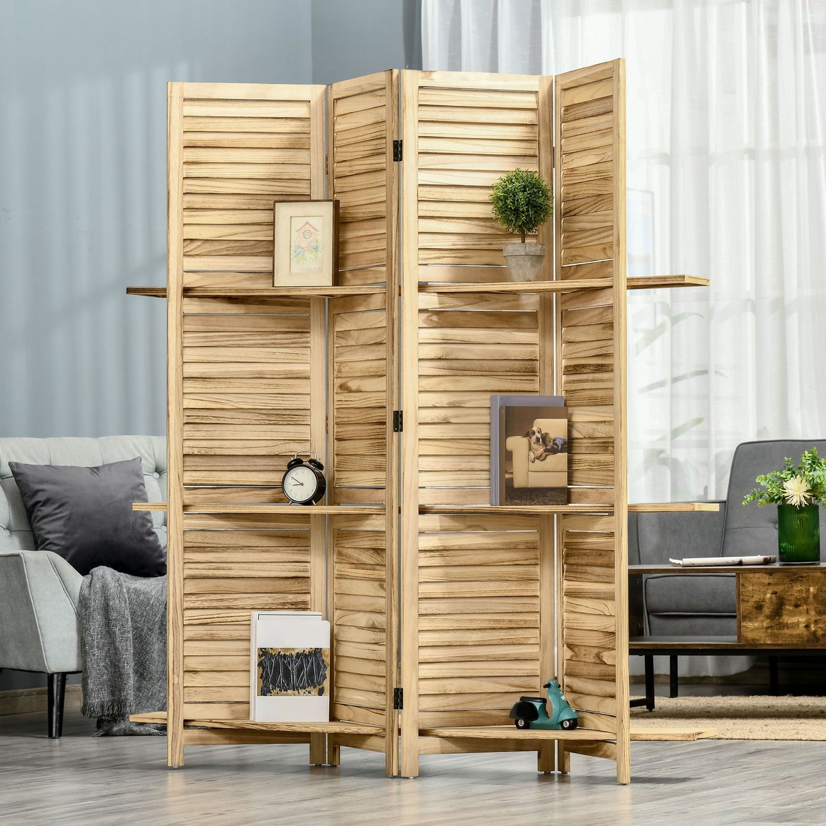 Écran de confidentialité Bois Noyer beige, HOMCOM