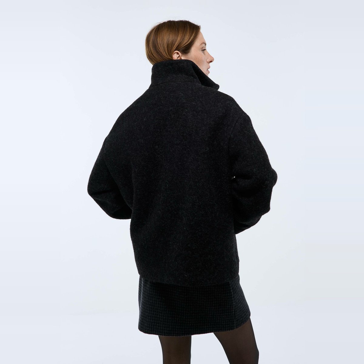 Manteau court croisé contenant de la laine khol, MONOPRIX