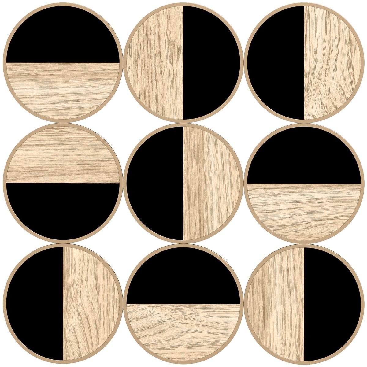 Metal Wall Décor MDF Bois naturel et noir beige, HOMCOM