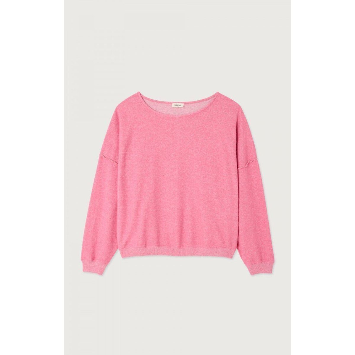 Sweat col rond manches longues, CLUWAY rose chiné, AMERICAN VINTAGE