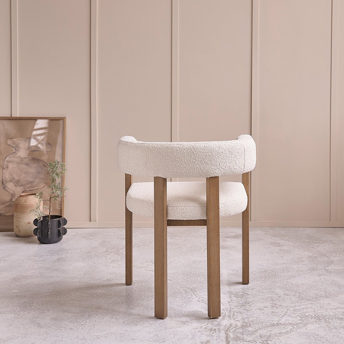 Lot de 2 chaises en bois de chêne et bouclette  CLÉA naturel, BERAH GETAH