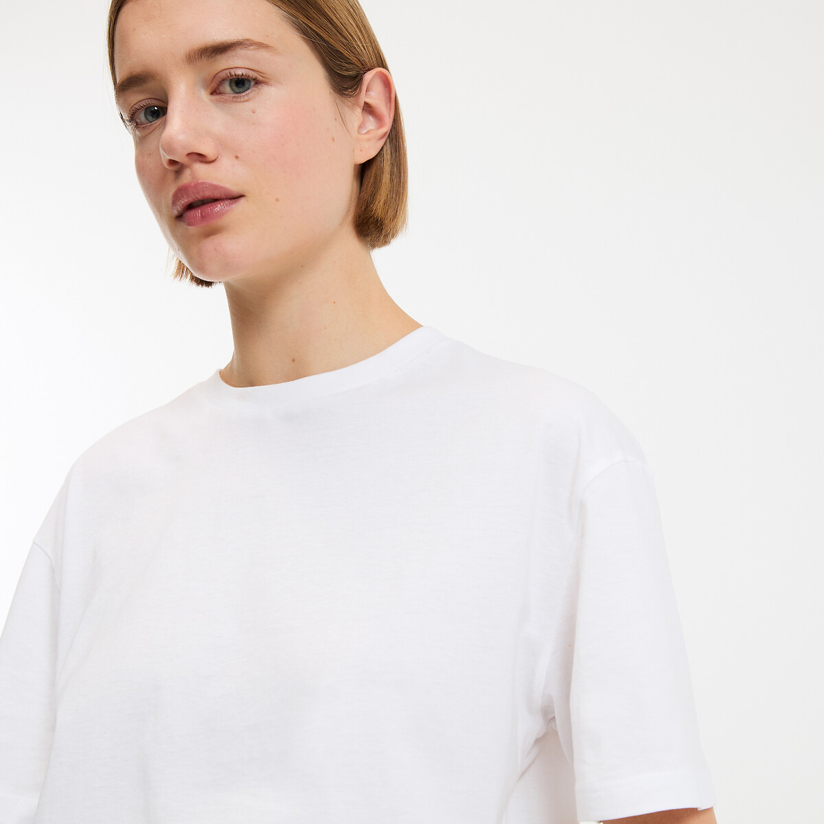 T-shirt loose, col rond, manches courtes blanc, LA REDOUTE COLLECTIONS