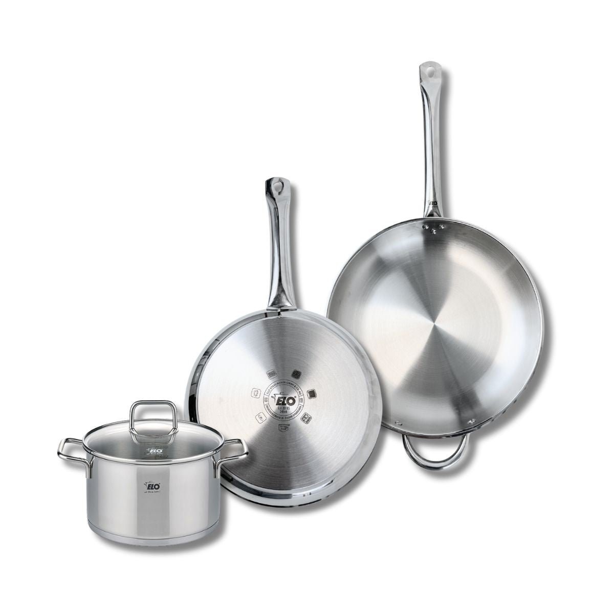 Batterie 2 poêles 28/32cm + 1 faitout 20cm PROFI CITRIN inox, ELO