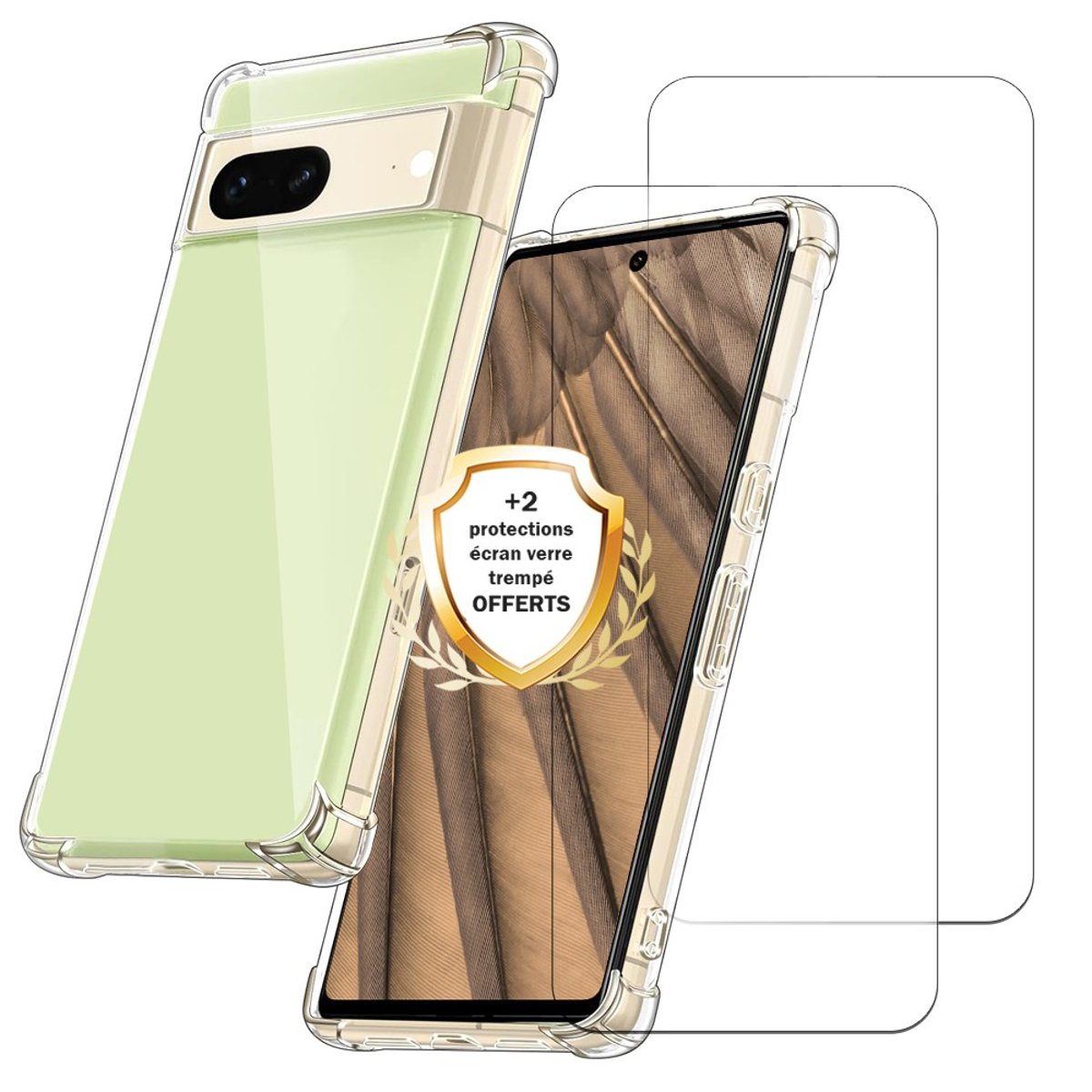 Coque Pixel 7a antichoc + 2 vitres transparent, EVETANE