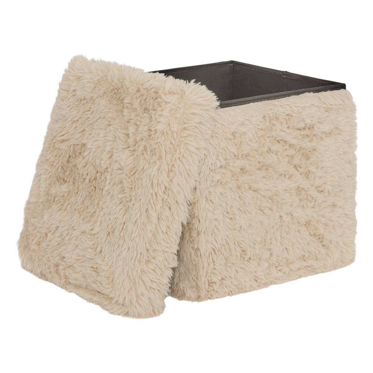 Pouf carré pliable avec rangement DUVIA beige, ATMOSPHERA