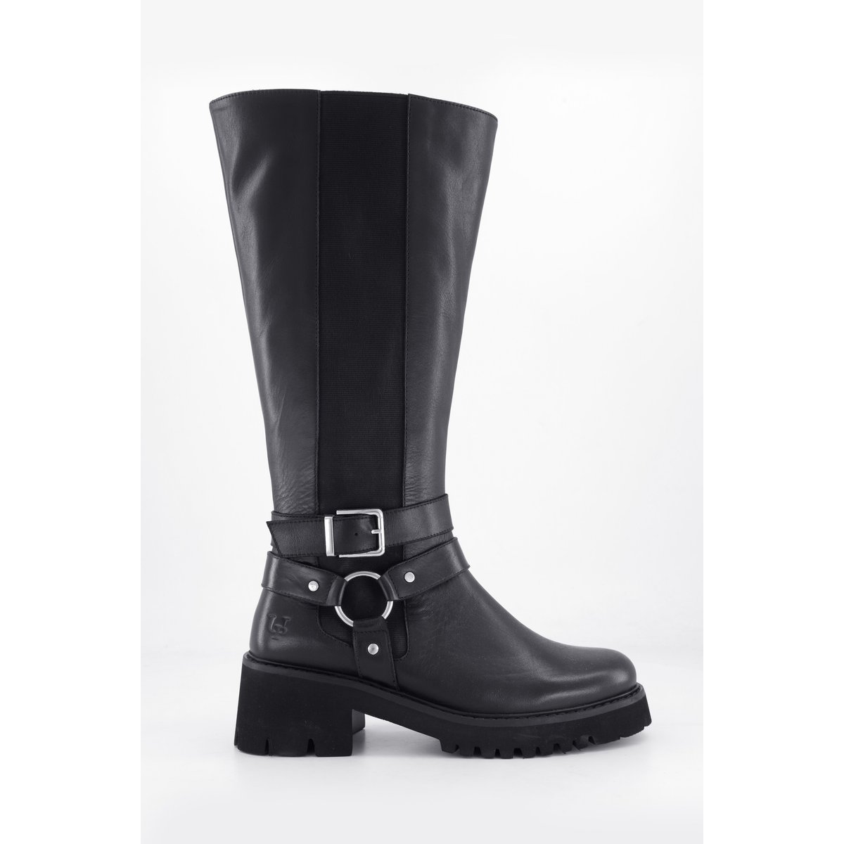 Bottes en cuir tige XL , pied large noir, ULLA POPKEN