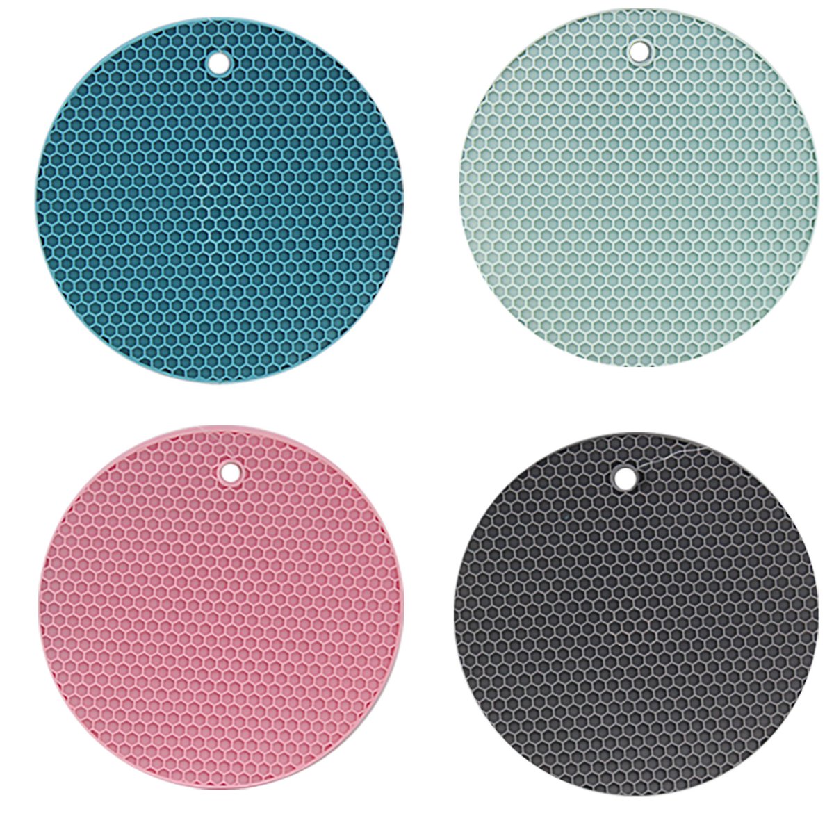Set de 4 dessous de plat en silicone ronds 18cm multicolore, WADIGA