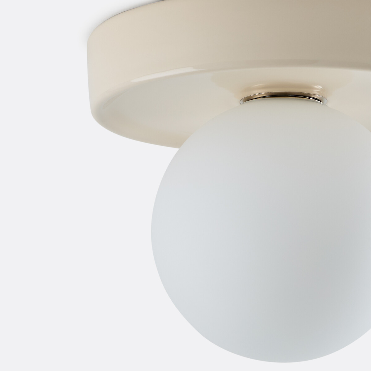 Plafondlamp of wandlamp, rond, keramiek en opaline glas, diameter 22,5 cm, HOLI ecru, LA REDOUTE INTERIEURS
