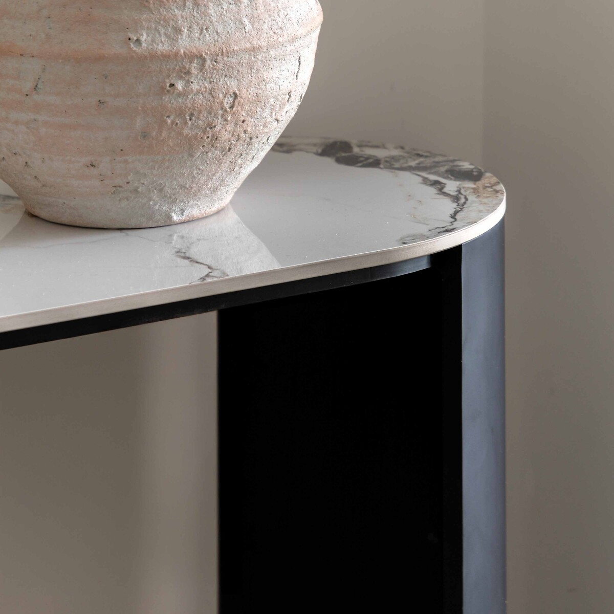 Maurice Marble & Metal Console Table white marble, ÉDITÉ