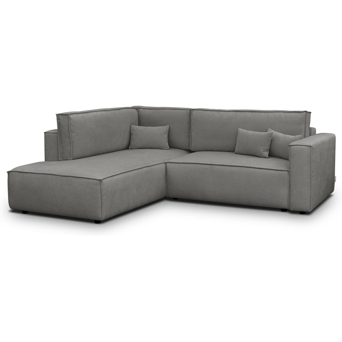 Canapé d'angle ouvert à gauche convertible 3 places en tissu chenille - EMMA gris, HOMIFAB