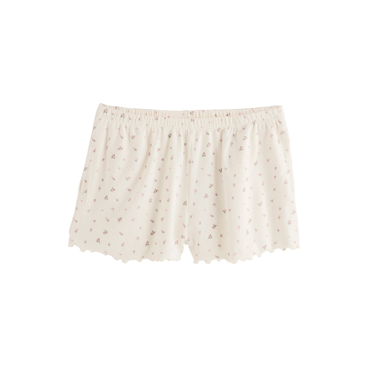 Pyjama short et caraco en dentelle coton rose/crème ditsy floral, NEXT