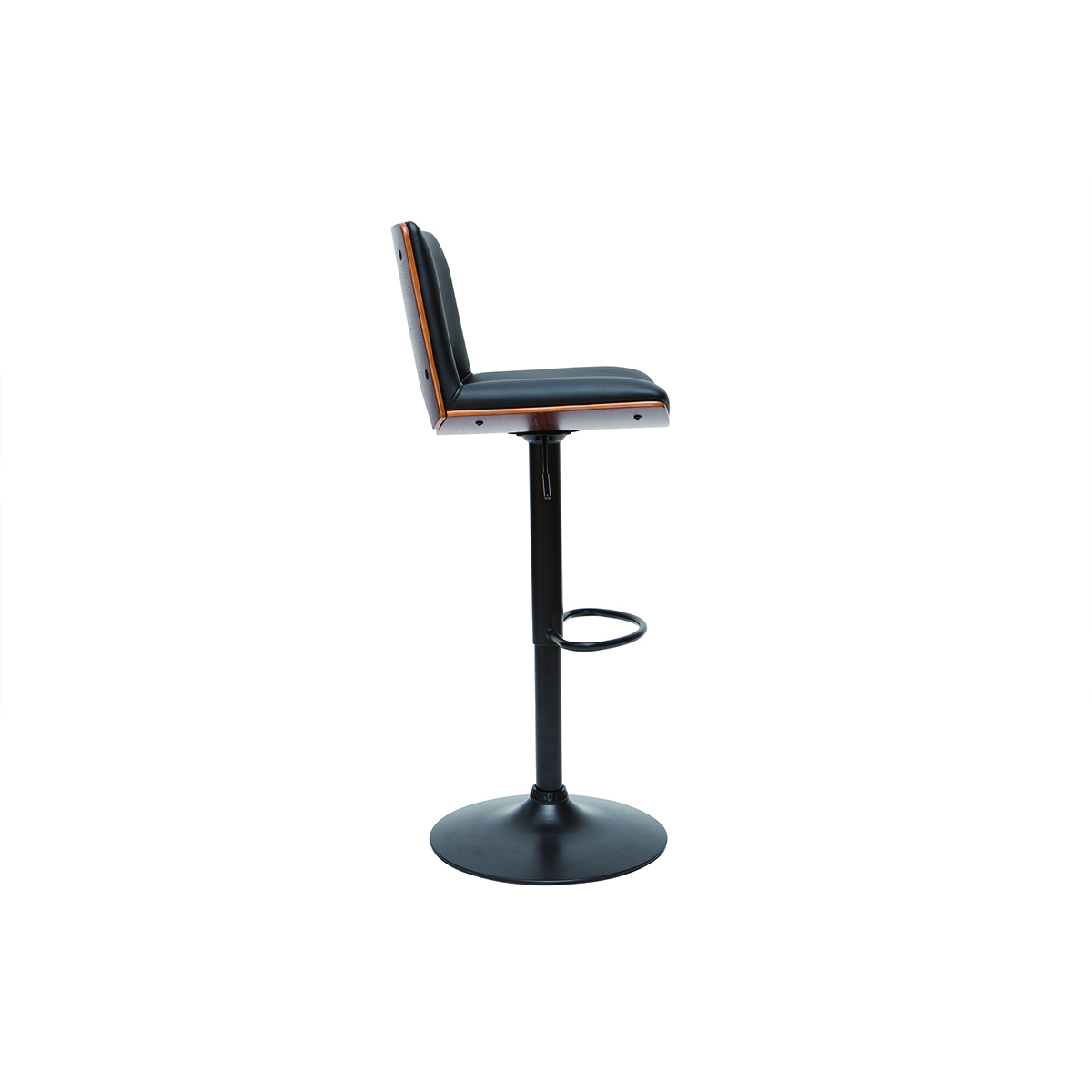 Tabouret de bar design réglable PANACH noyer / noir, MILIBOO