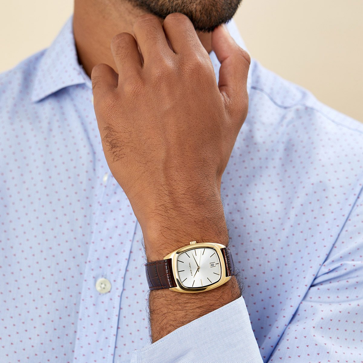 Montre Analogique ARSÈNE doré blanc marron, LOUIS PION