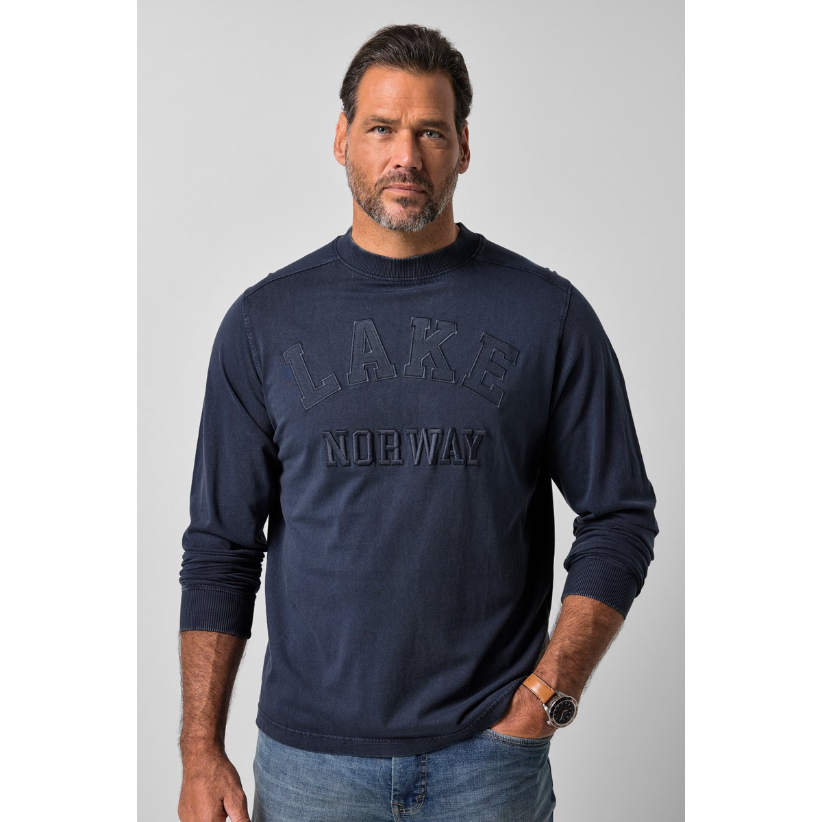 T-shirt à manches longues, écussons bleu marine, JP1880