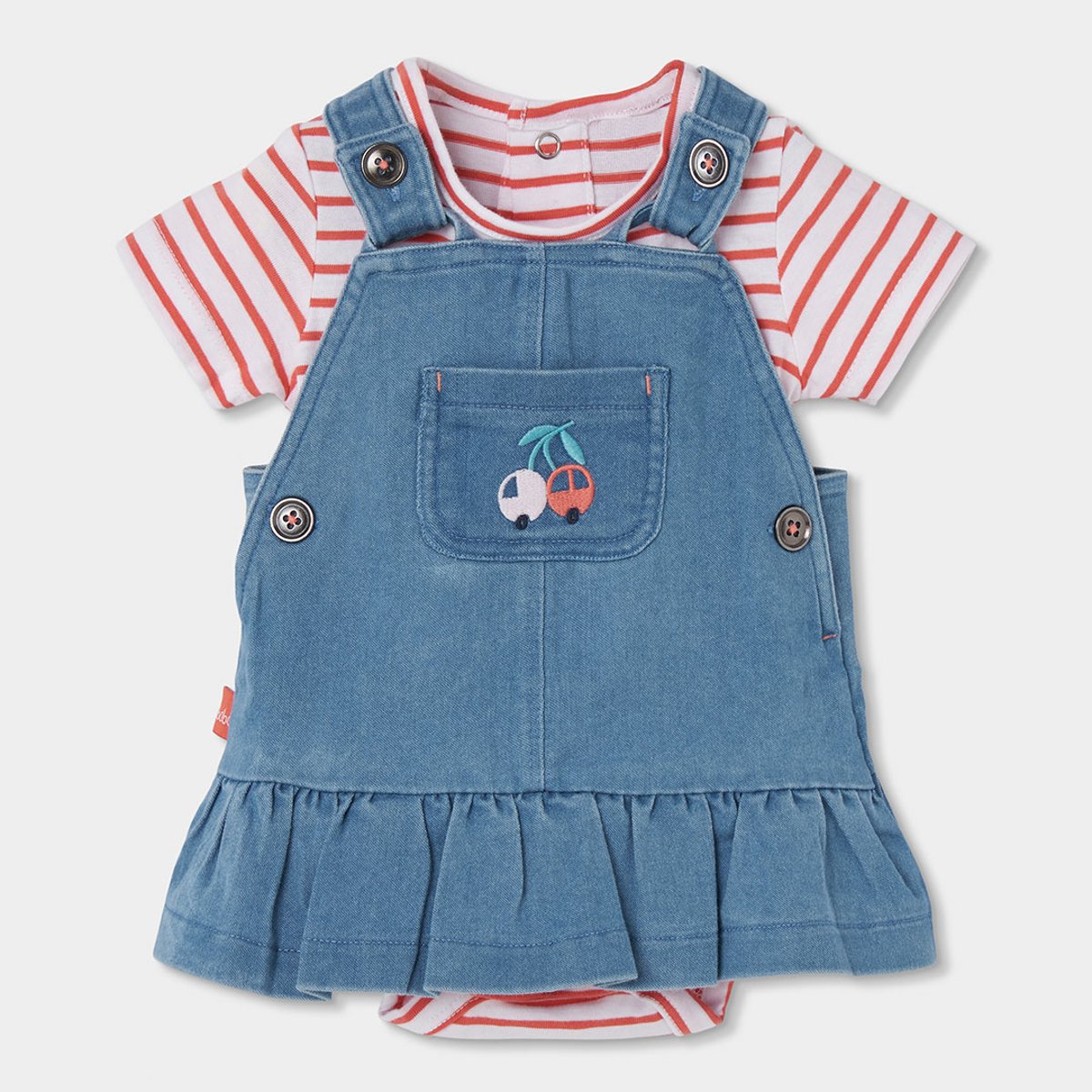 Ensemble bébé à mancs courtes à rayures multicolore, BOBOLI