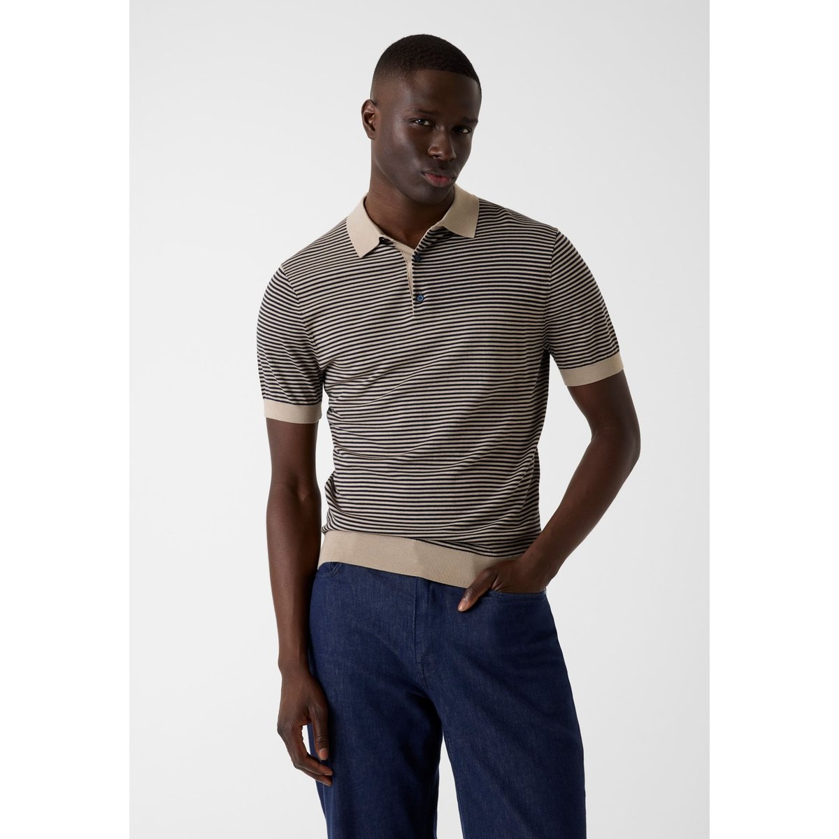 Pull Polo En Mélange De Laine marron multi, GUESS