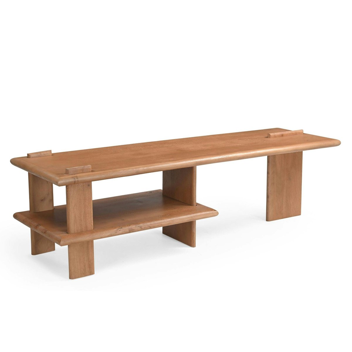 Banc TV en bois clair à étagère 160 cm ALMA bois naturel, PIER IMPORT