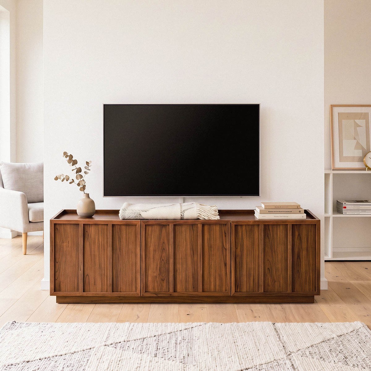 Meuble TV 3 portes - ABEL bois foncé, CALICOSY