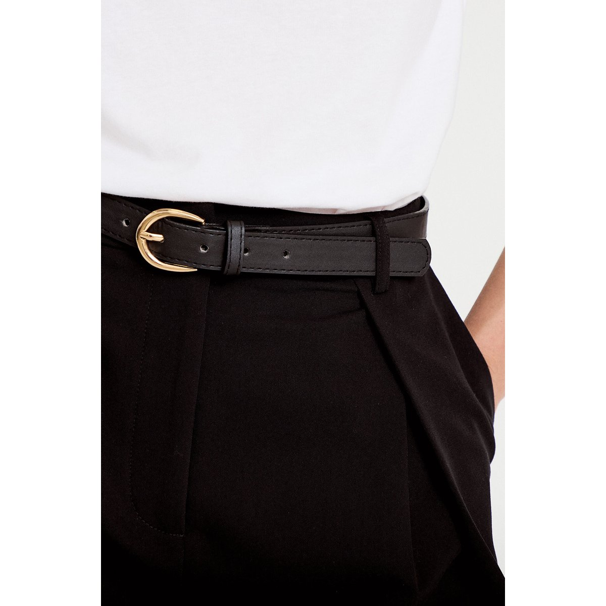Pantalon large avec ceinture amovible noir, CACHE CACHE