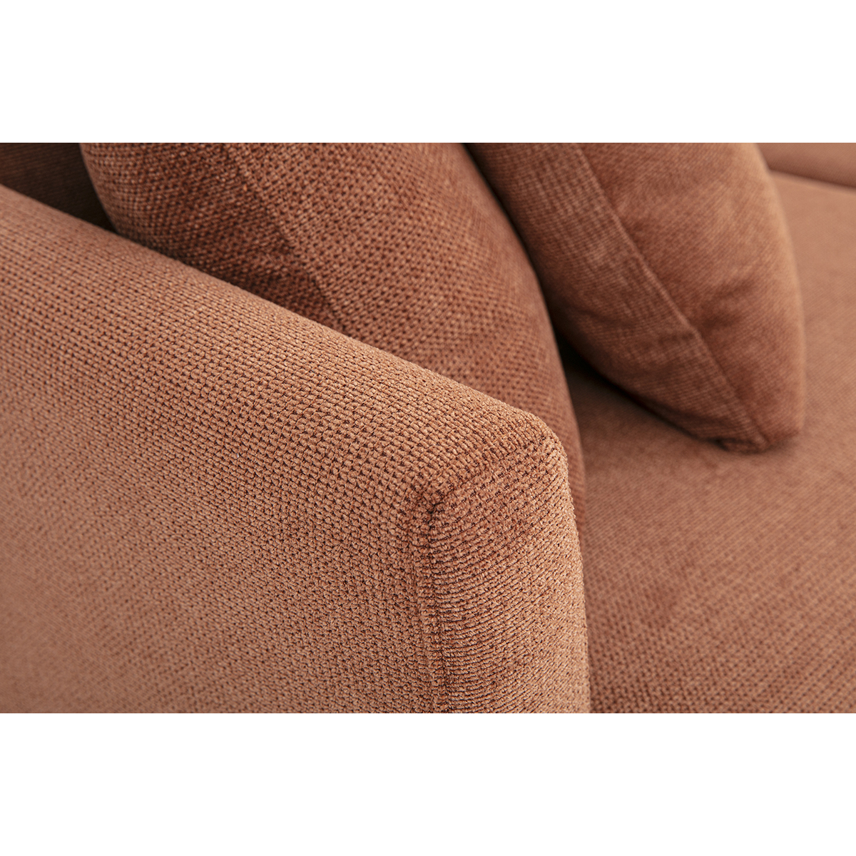 Canapé 3 places en tissu chenille beige et métal OSLO terre brulée, MILIBOO
