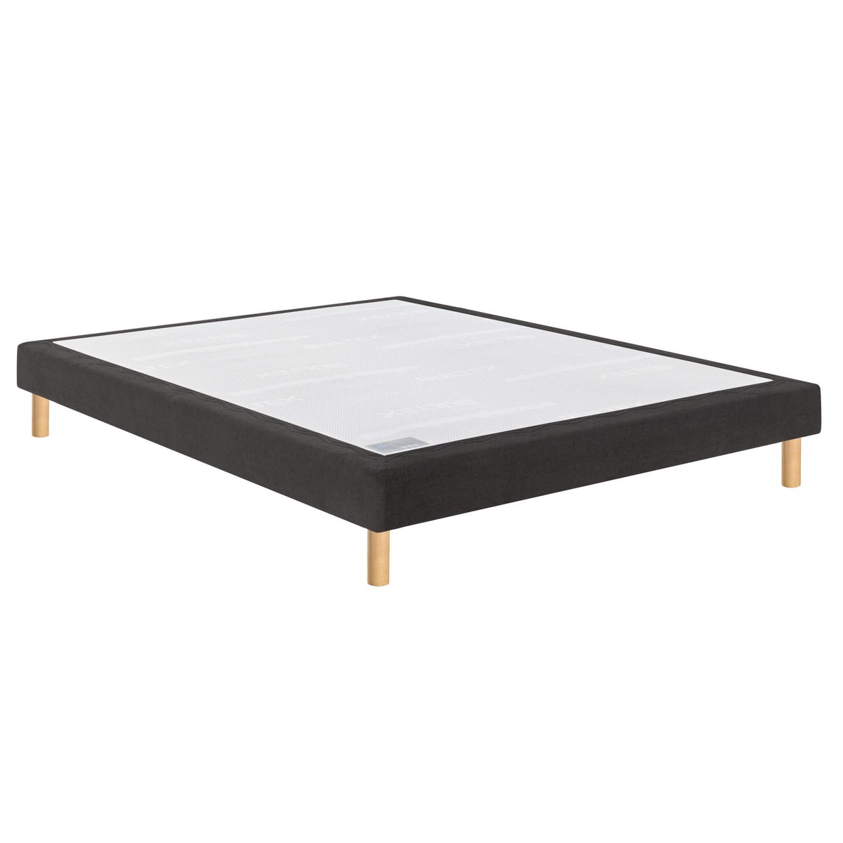 Ensemble matelas nano, mémoire de forme, coton et laine RECOVERY, sommier MEDIANO gris fumé et pieds blanc, BULTEX