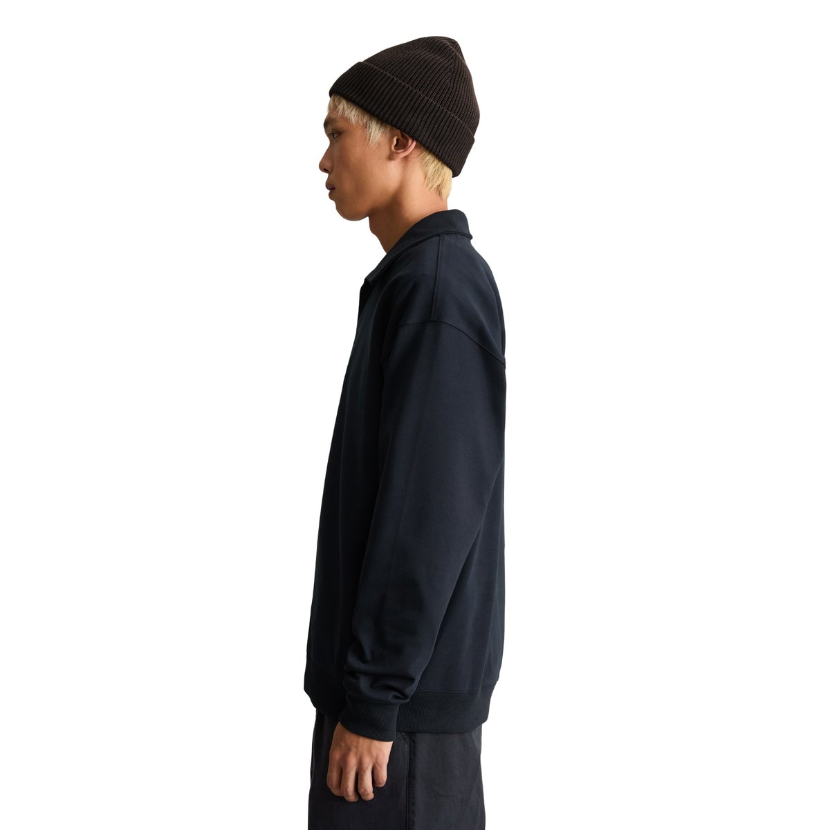 Sweat-shirt polo coupe classique en jersey interlock épais bleu, MARC O’POLO DENIM